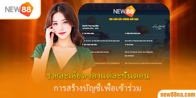 รายละเอียดของแต่ละขั้นตอนการสร้างบัญชีเพื่อเข้าร่วม